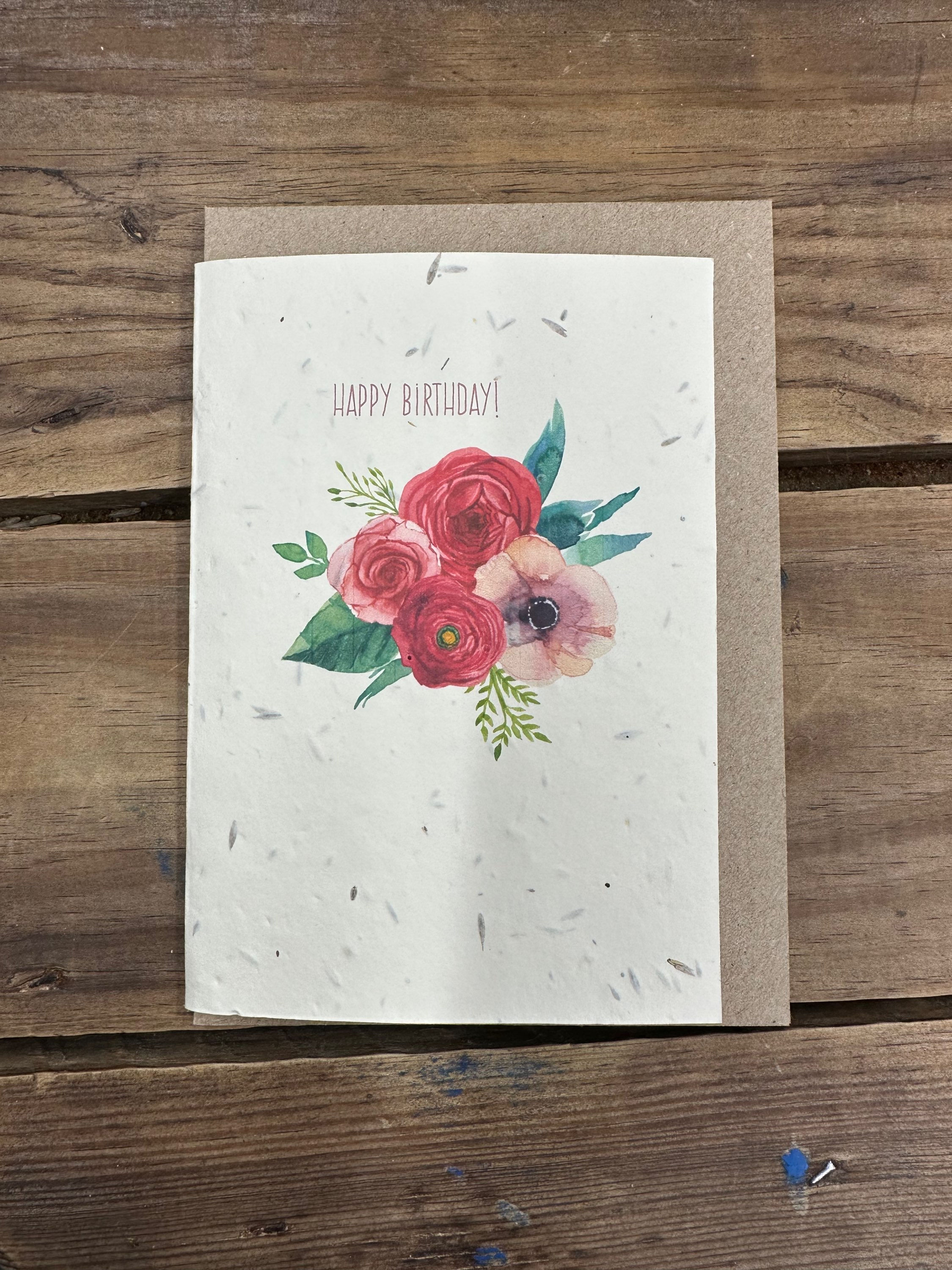 Happy Birthday Peony Plantable Seed Card