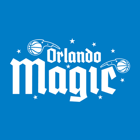 A new Orlando Magic logo with fairy tale gothic inspired font, floating basketballs and stars