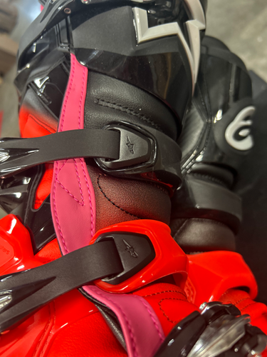 2026 Alpinestars Tech 7 Boots - Black/Red Fluo/Pink | MxBoot.com