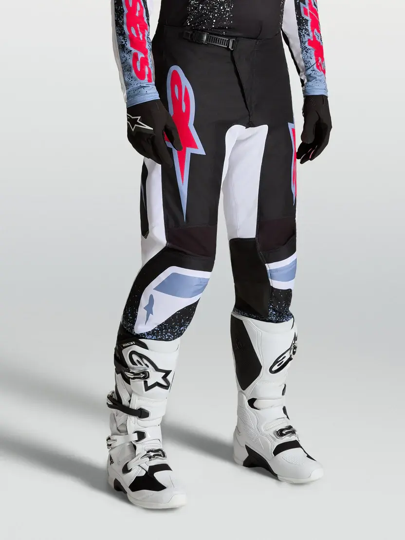 Alpinestars MX27 Fluid Drag Pants - Black/White/Light Blue/Red Fluo