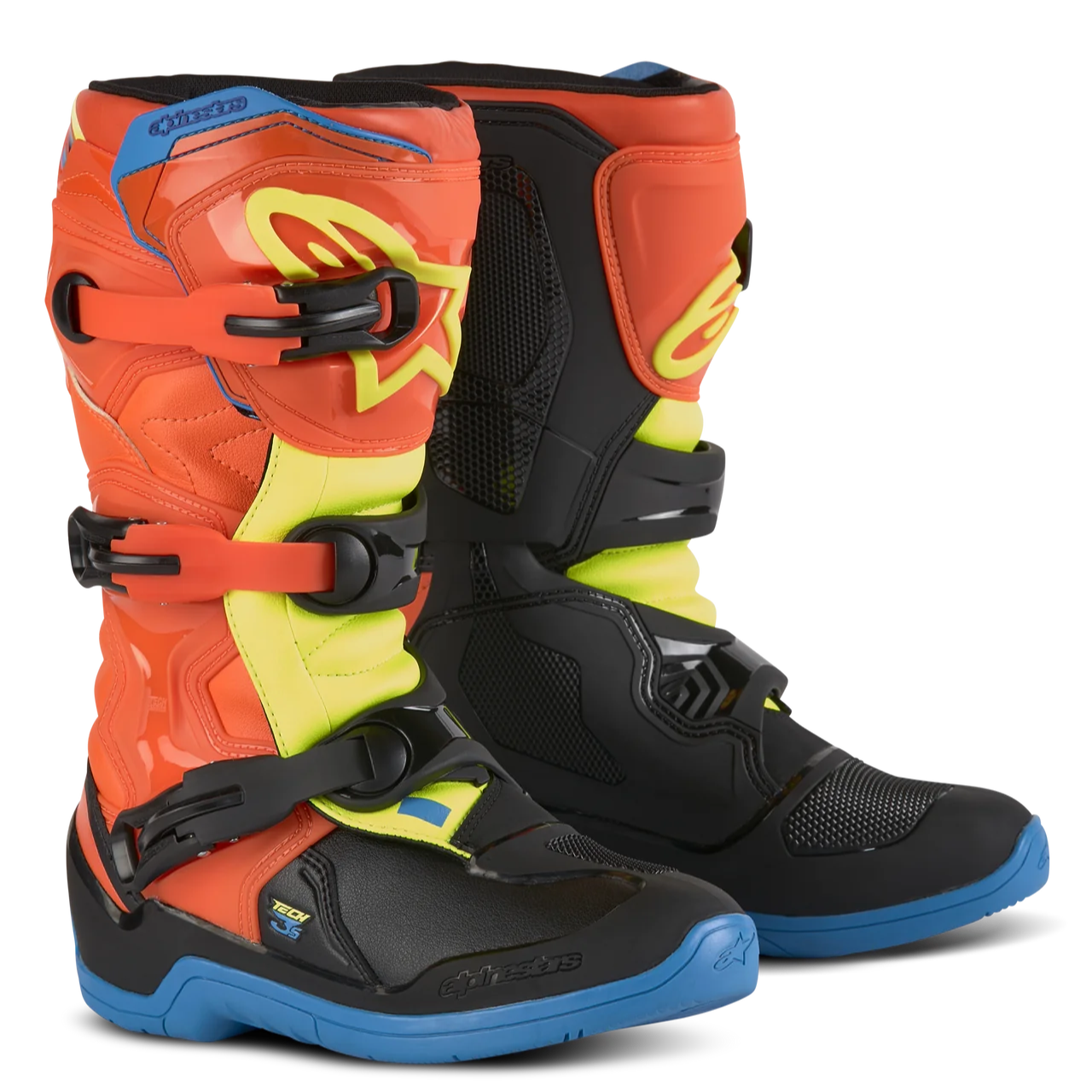 Alpinestars Tech 3s Boots - Flo Orange/Enamel Blue/Yellow