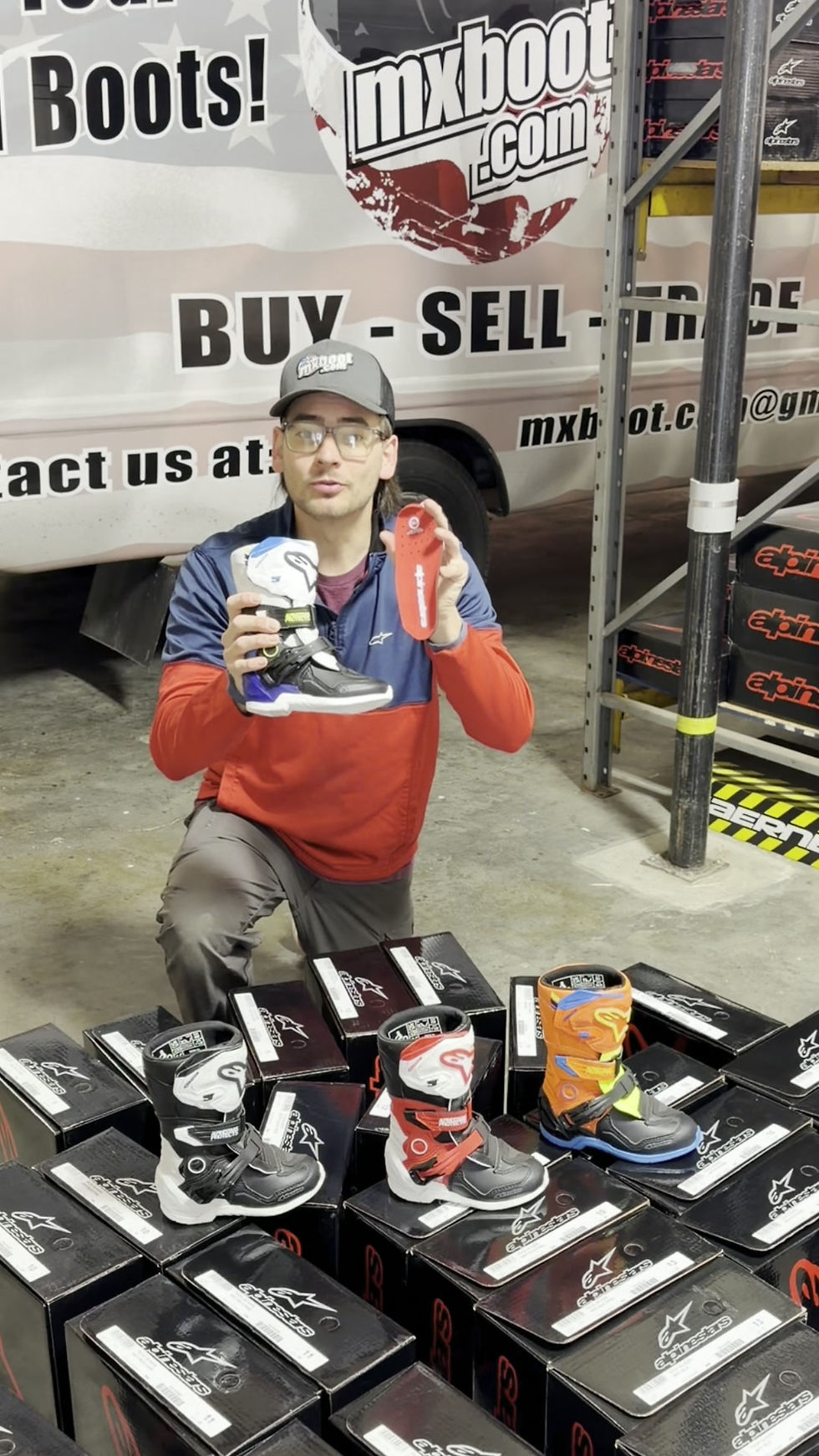 Thumbnail: Alpinestars Tech 3s Kids Boots - White/Black/Enamel Blue