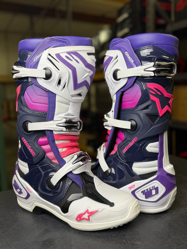 2026 Alpinestars Tech 10 Boots - White/Violet/Navy/Pink | MxBoot.com