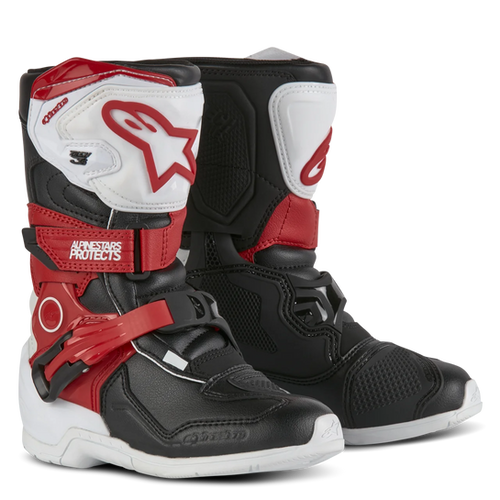 Alpinestars Tech 3s Kids Boots - White/Black/Bright Red | MxBoot.com