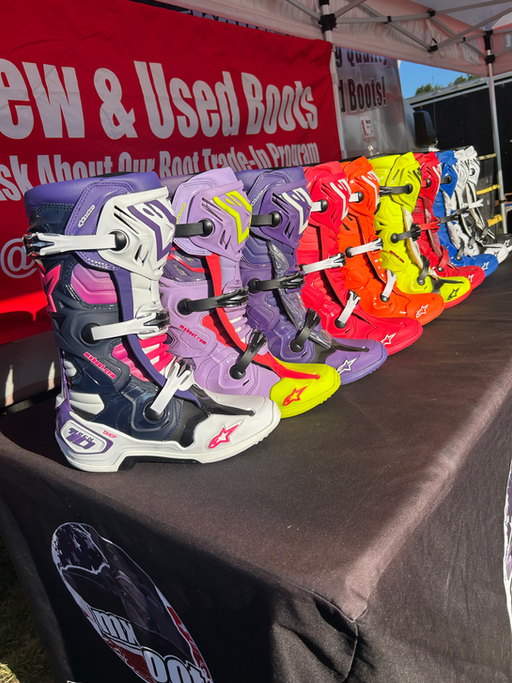 MxBoot motocross boot display at the track