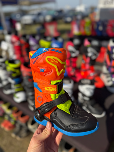 Alpinestars Tech 3s Kids Boots - Flo Orange/Enamel Blue/Yellow