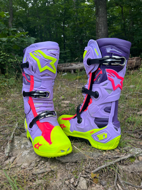Alpinestars Tech 10 Supervented Mx Boots - Purple/Yellow Fluo/Diva Pink