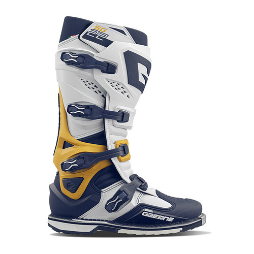 Gaerne SG-22 Squadron Boots - White/Blue | MxBoot.com Gaerne SG-22 Squadron Boots - White/Blue | MxBoot.com