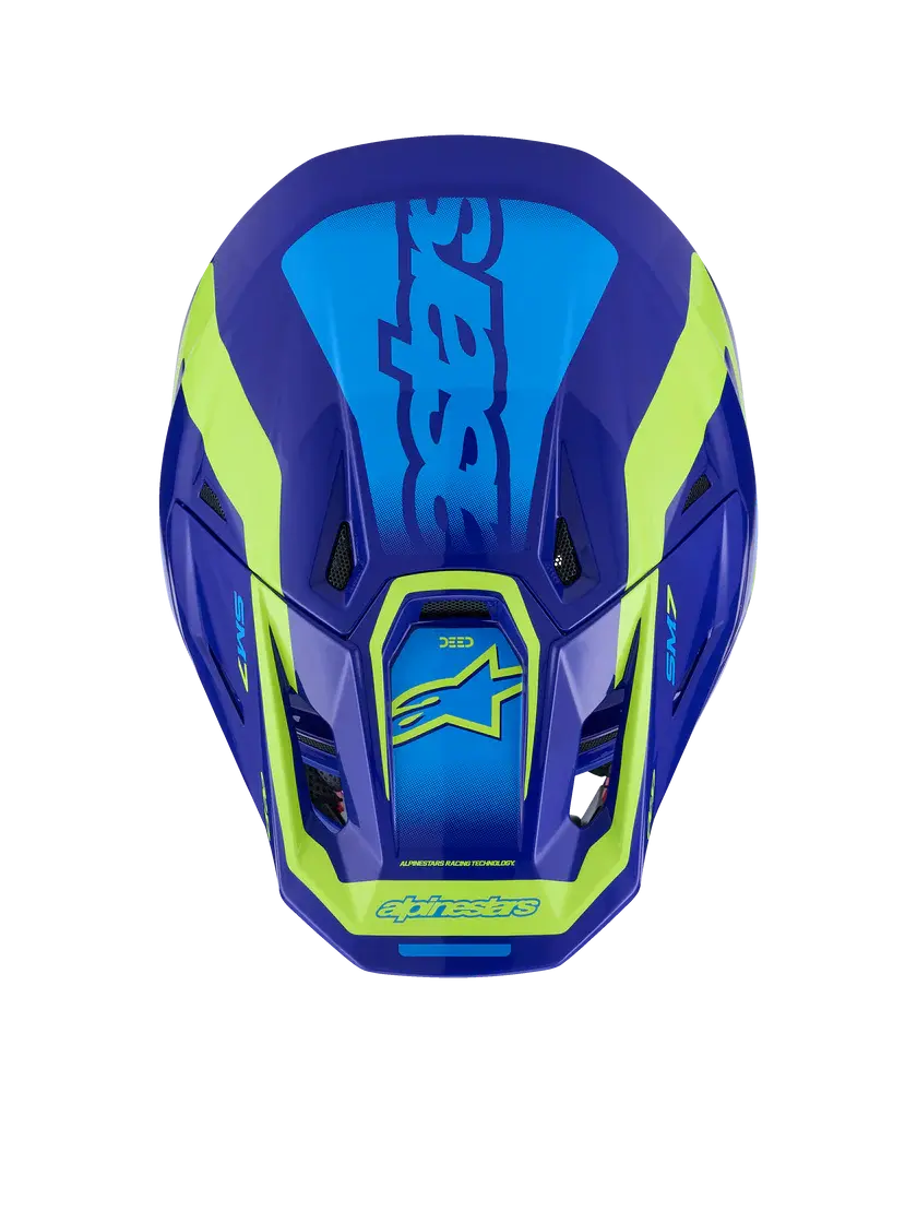 Thumbnail: Alpinestars S-M7 Deed Helmet - Blue/Yellow Fluo Glossy