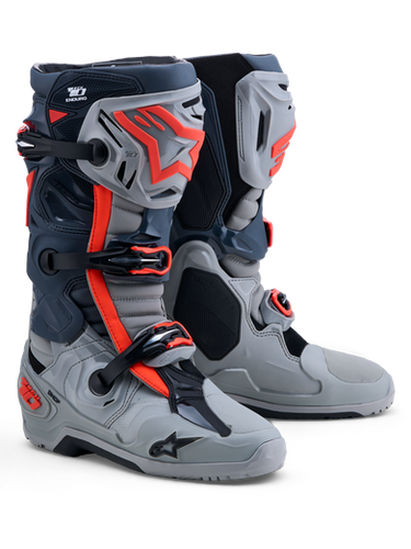アライＭＸエンデューロ Alpinestars MX27 Tech 10 Enduro Boots - Gray/Dark Gray/ Flo Red