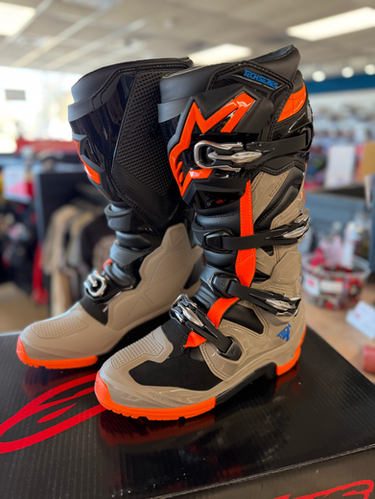 2026 Alpinestars Tech 7 Enduro Boots - Black/Gray/Orange | MxBoot.com