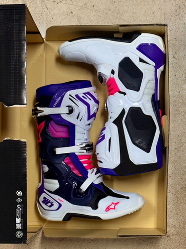 2026 Alpinestars Tech 10 Boots - White/Violet/Navy/Pink | MxBoot.com