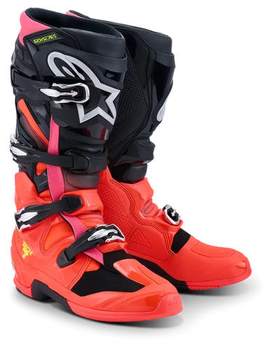 2026 Alpinestars Tech 7 Boots - Black/Red Fluo/Pink | MxBoot.com