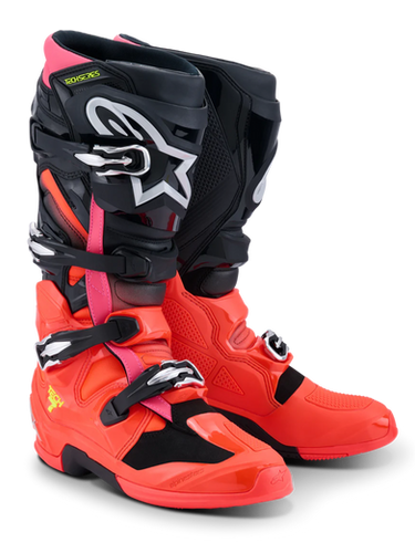 2026 Alpinestars Tech 7 Boots - Black/Red Fluo/Pink | MxBoot.com