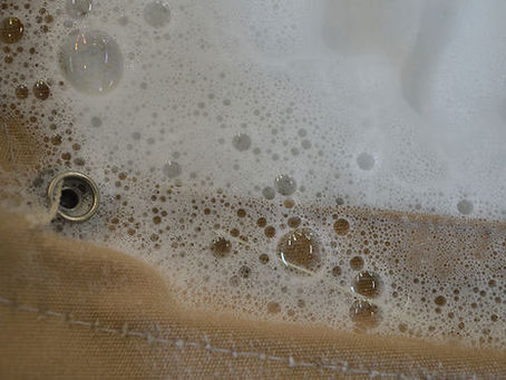 Soap on awning fabric.