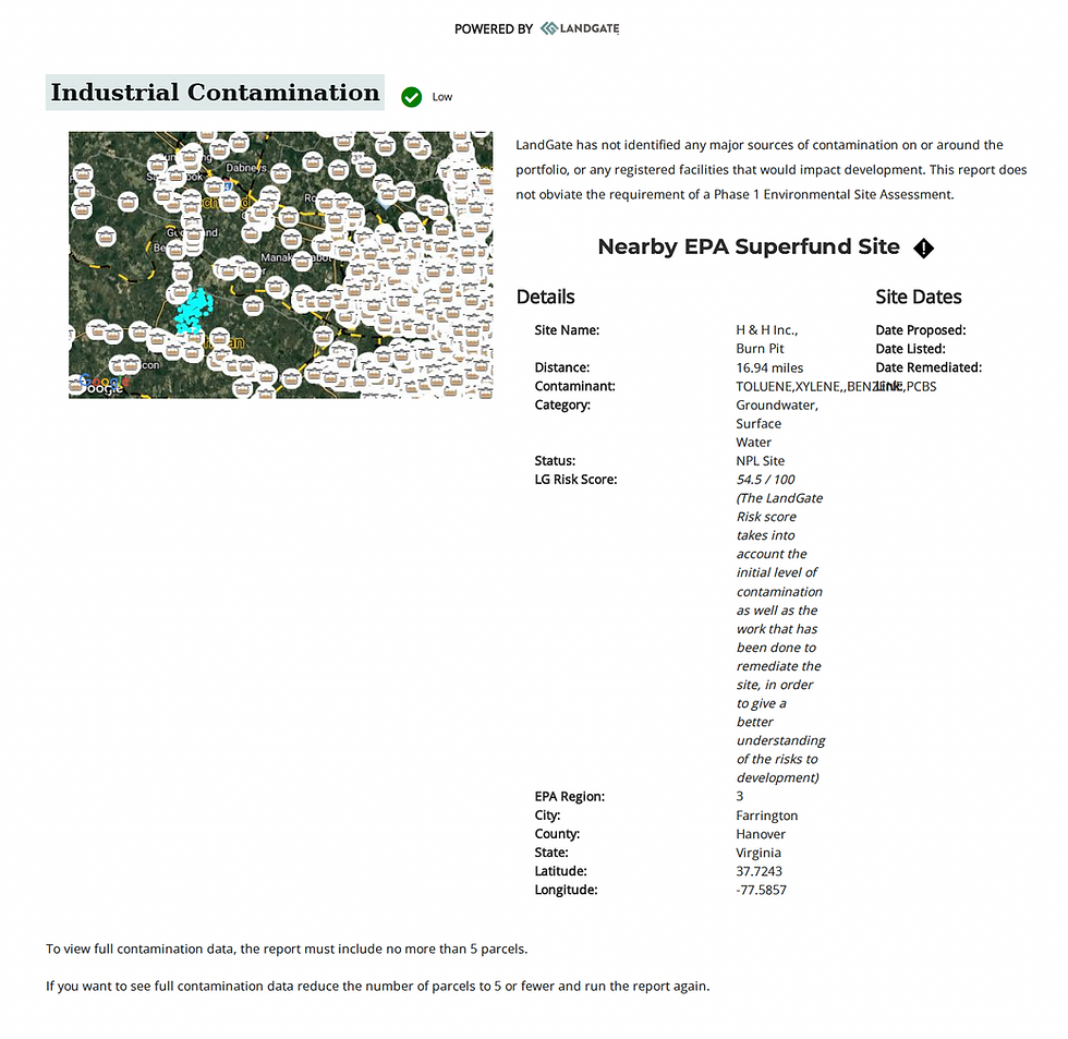 LandGate Environmental Report Industrial Contamination