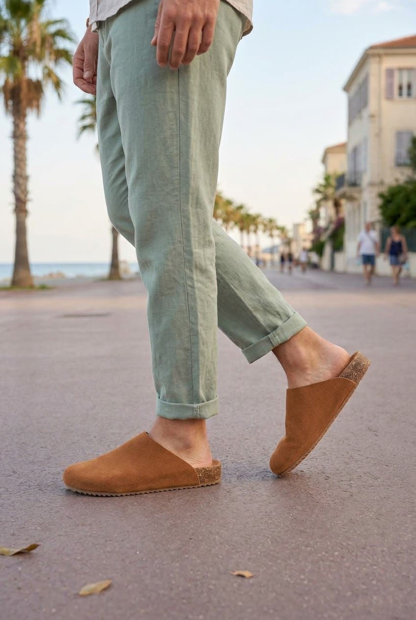 JY0556 Ravn Bağcıksız Hakiki Süet Deri Erkek Günlük Mantar Taban Loafer - Taba