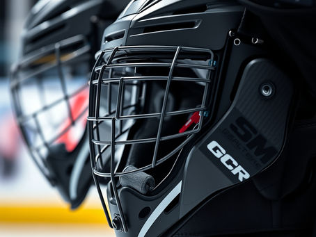 A close-up of professional hockey body protectors with advanced composite materials!