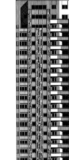 Illustration de la tour Antoine et Cléopâtre à Paris, façade dessinée au rotring et à  l'encre de Chine