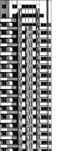 Illustration de la tour Antoine et Cléopâtre à Paris, façade dessinée au rotring et à  l'encre de Chine
