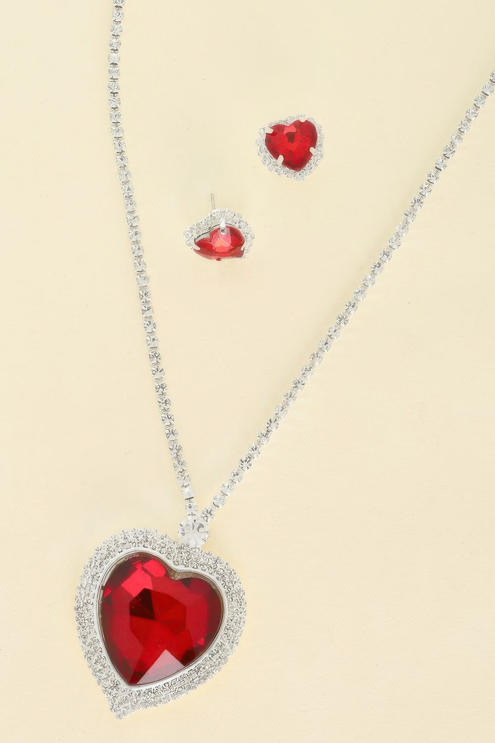 Valentine's Day Heart Gemstone Necklace Set