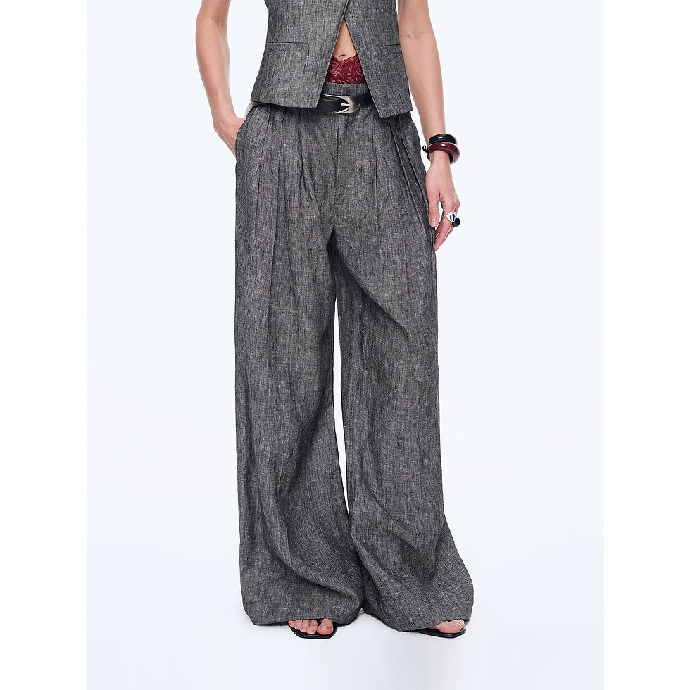 Thumbnail: "Old Money Space" Linen Draped Vest and Straight Trousers Suit