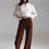 Thumbnail: Cropped Cord Pants in Brown