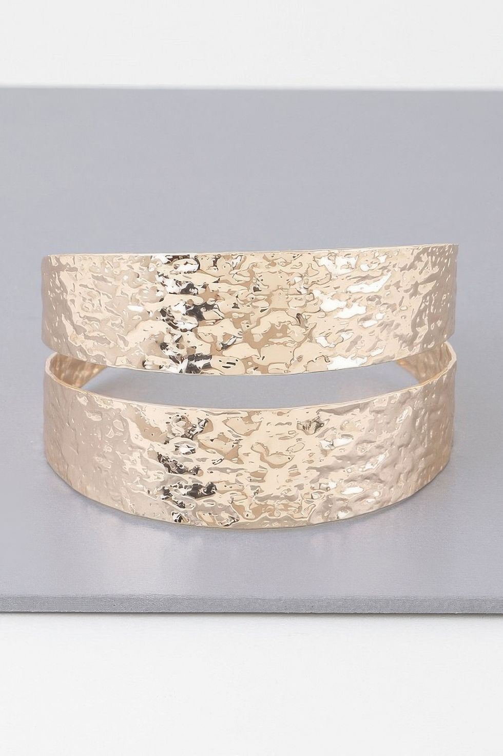 Hammered Double Wrap Cuff Bracelet