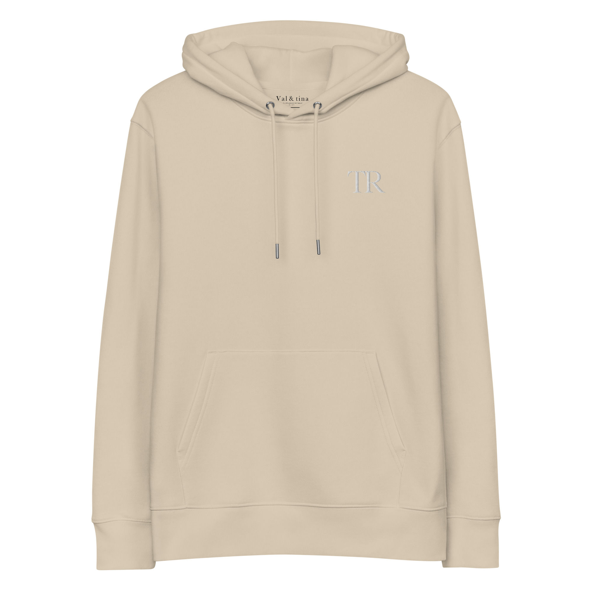 Beige TR trap shooting hoodie with embroidery, stylish hoodie for trap shooters and range wear