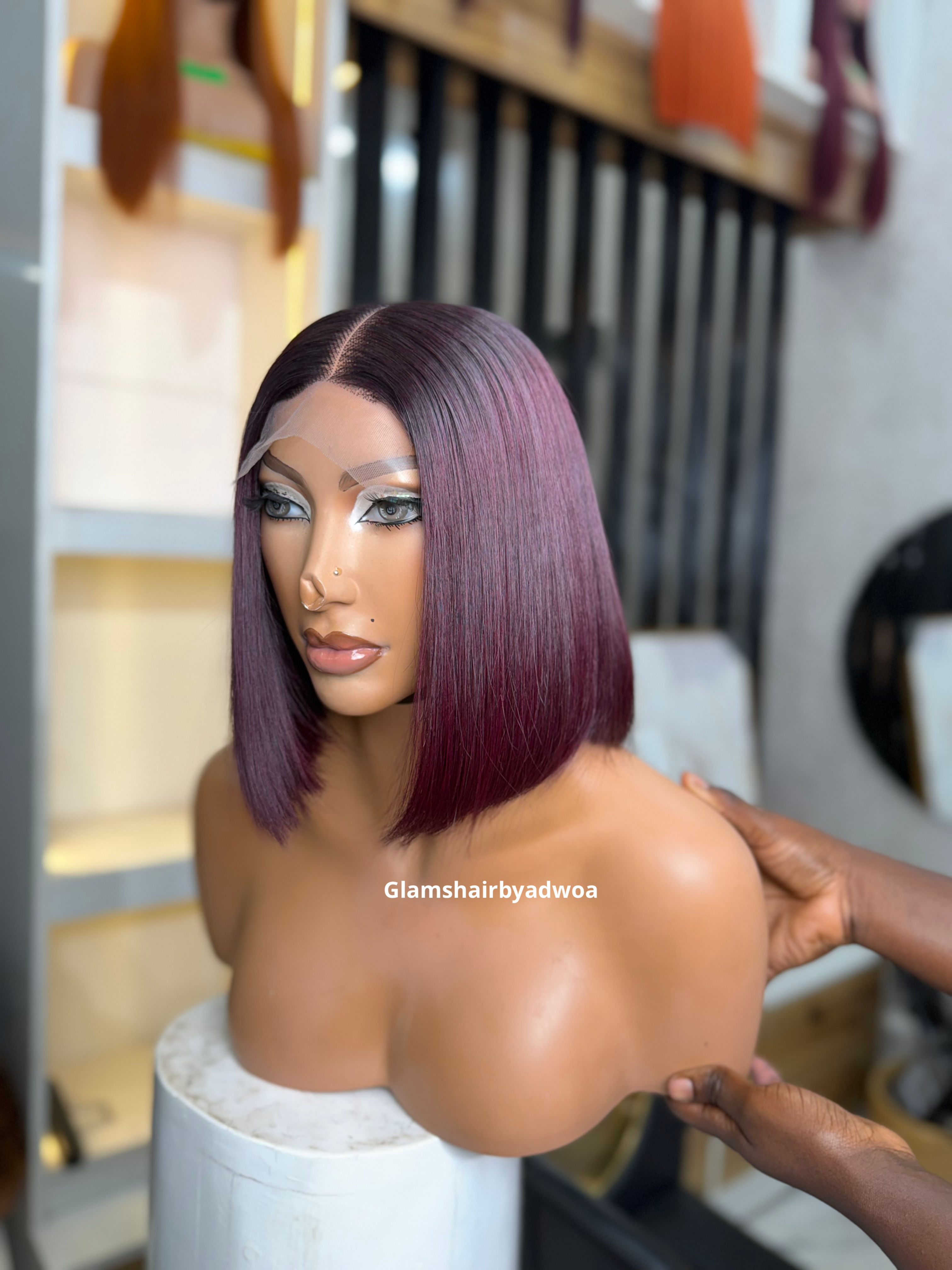 TIFFANY BONE STRAIGHT OMBRE BURGUNDY WIG UNIT (KIM K)