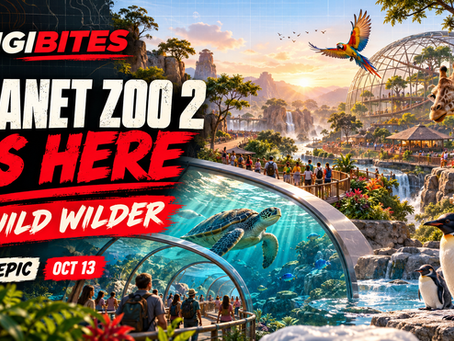 Colorful wildlife reserve with a giraffe, parrot, penguins and underwater turtle tunnel beside “Planet Zoo 2 Is Here.