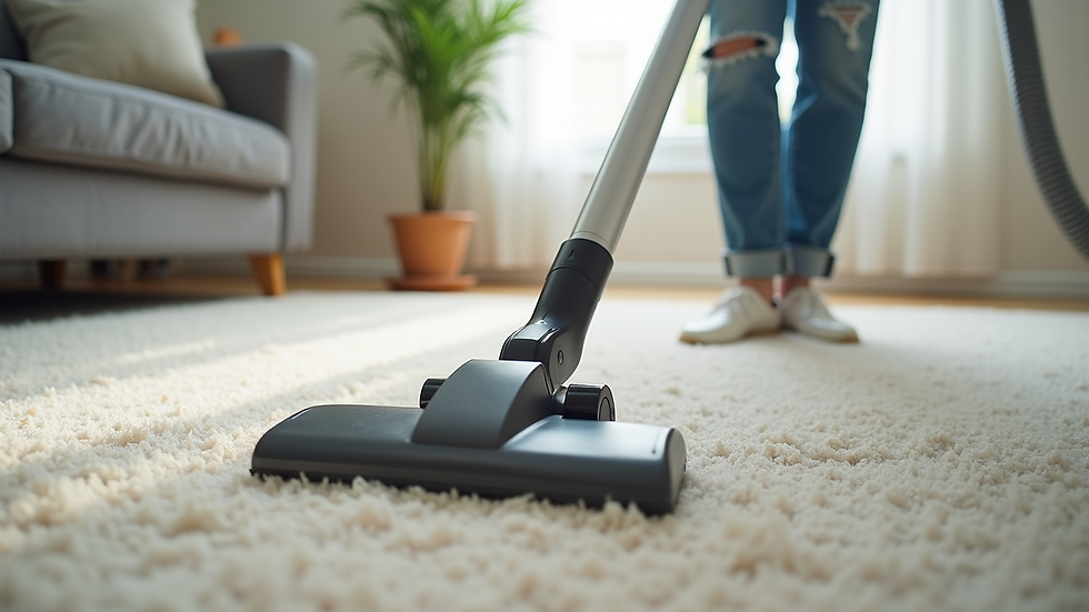 High angle view of clean, freshly vacuumed carpet