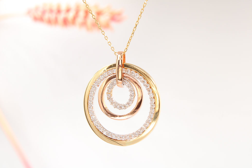 Large Nazar Boncuklu Taşlı Altın Kolye