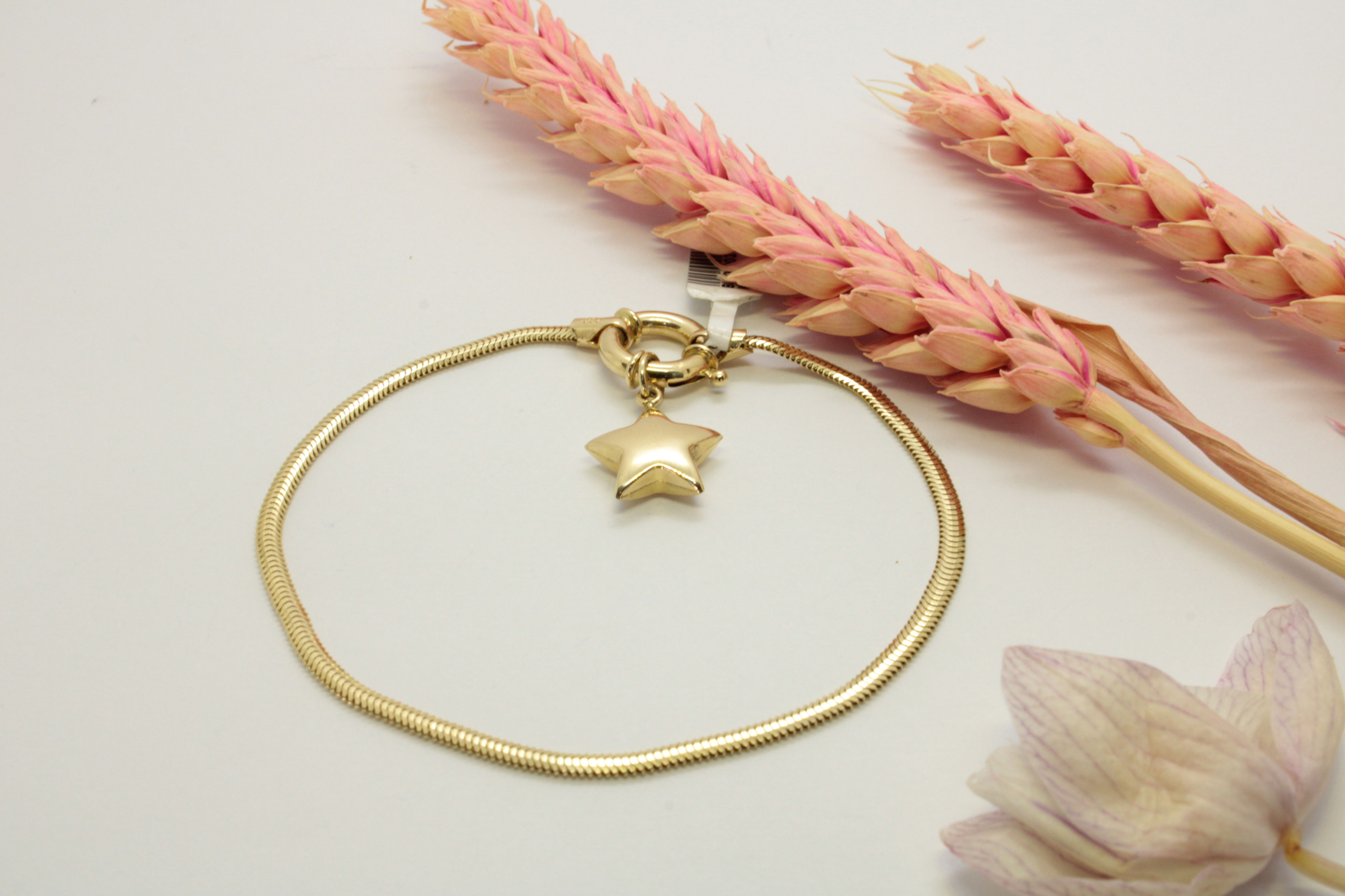 Yıldız Kulplu İtalyan Ezme Altın Bileklik