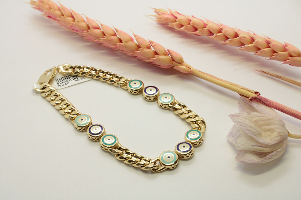 3'lü Nazar Boncuklu Altın Bileklik