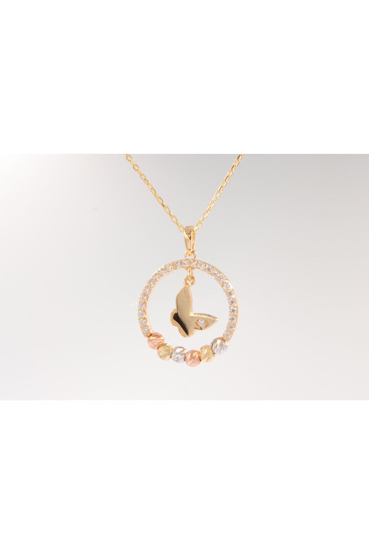 Halka Yarı Dorika Yıldızlı Altın Kolye