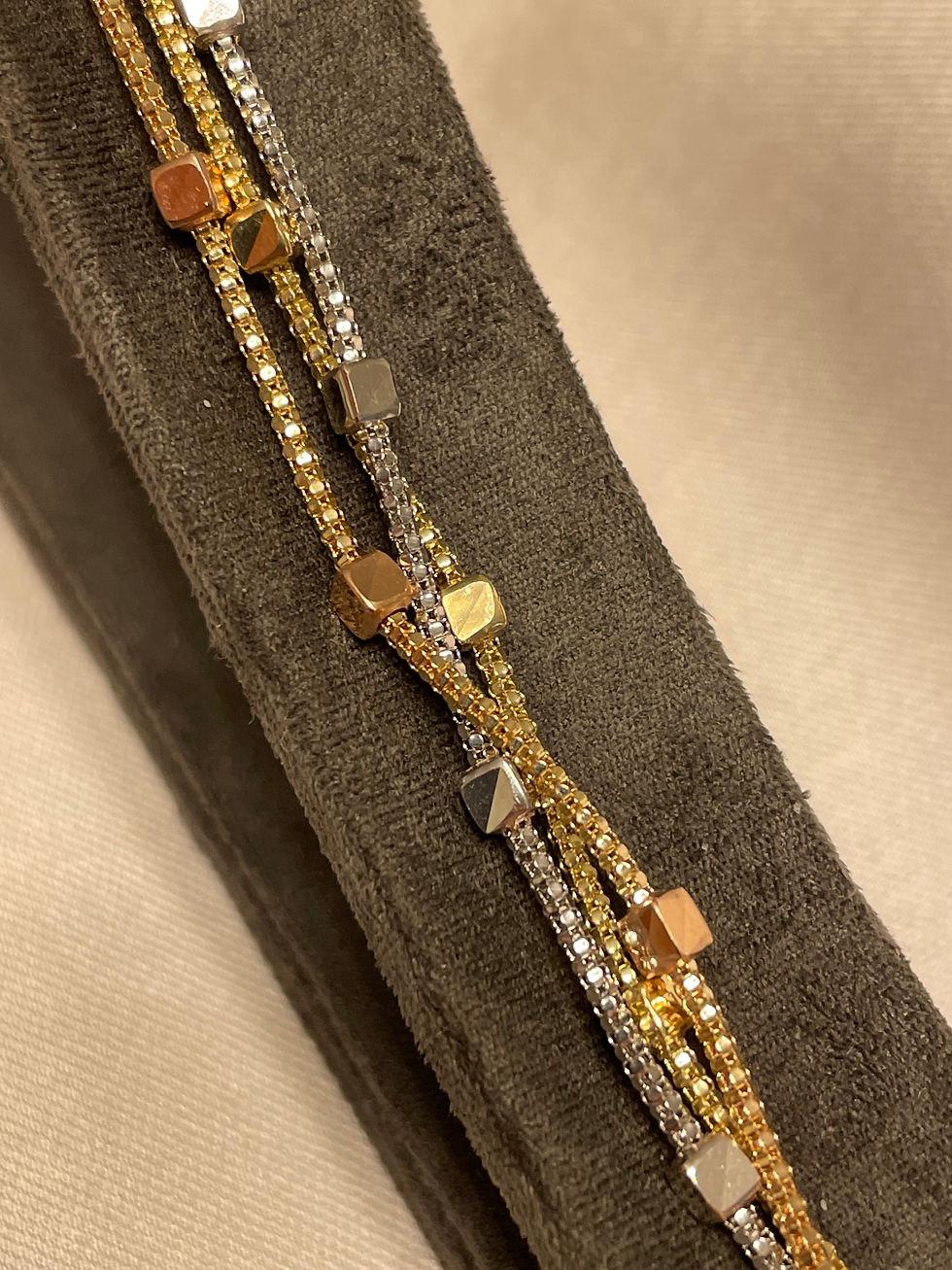 Kare Toplu 3 Renk Halat Zincir Bileklik