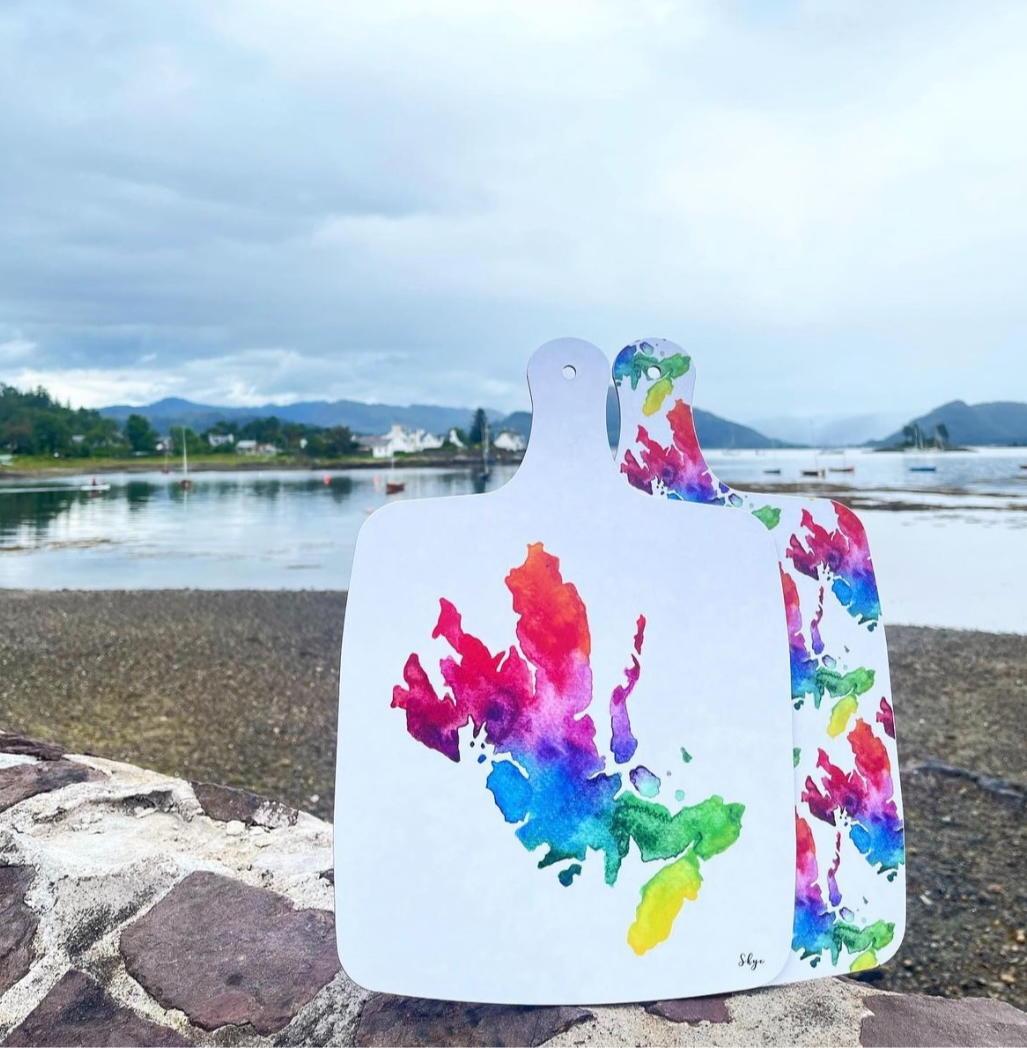 Isle of Skye chopping board - water colour