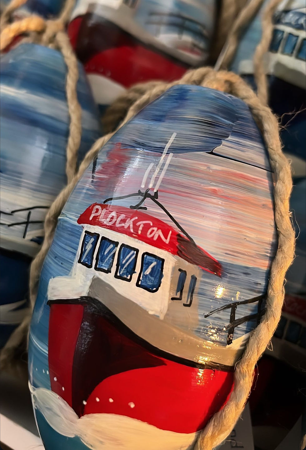 Thumbnail: Red Plockton Hand painted fishing float