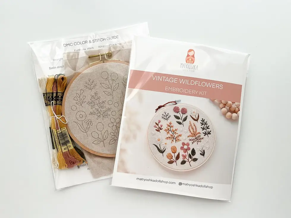 Thumbnail: Vintage Wildflowers Embroidery Kit by Matryoshka Doll Shop