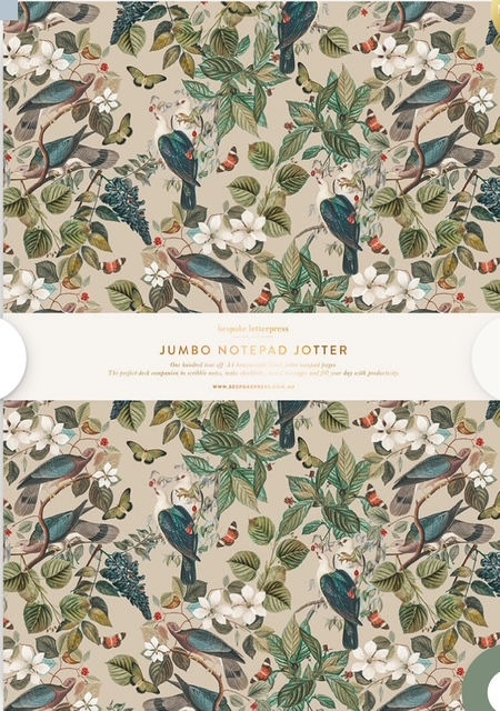 Bespoke Letterpress Jumbo Notepad Jotter - Botanical Grove