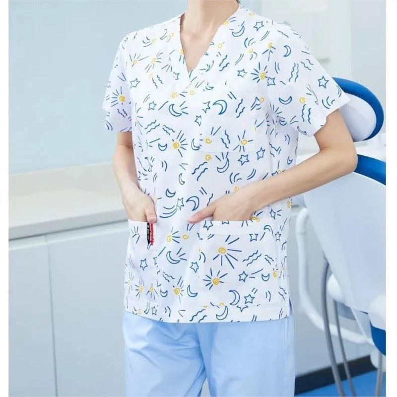 Thumbnail: Doctors Scrub sets Womens Printed medical Nursing uniform 