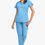 Thumbnail: Solid Scrub Two-piece Set, Short Sleeve V Neck Scrub Top & Pants