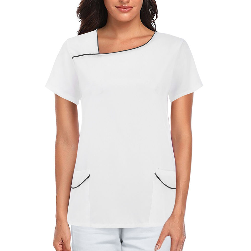 Thumbnail: Nurse Uniform Woman Solid Color Short-Sleeved Surgical Uniforms Scrubs Blouse 
