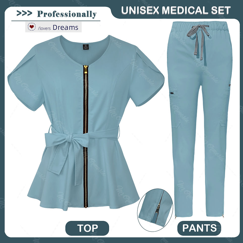 Thumbnail: Women Scrubs set zipper collar high quality anti wrinkle comfortable 