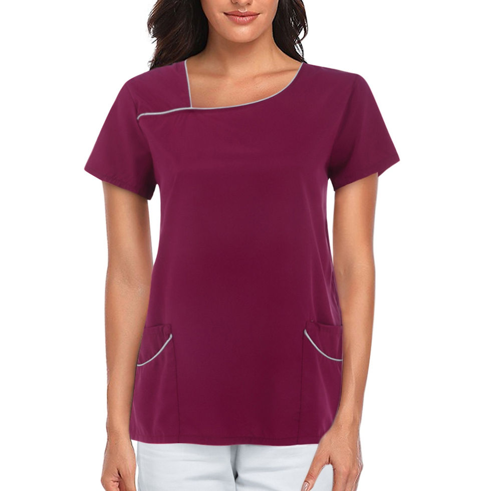 Thumbnail: Nurse Uniform Woman Solid Color Short-Sleeved Surgical Uniforms Scrubs Blouse 