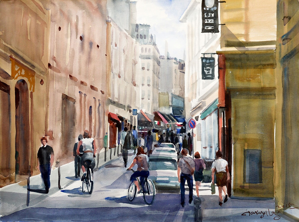 Rue St. Andre des Arts, 76 x 57 cm, watercolor on paper, 2015