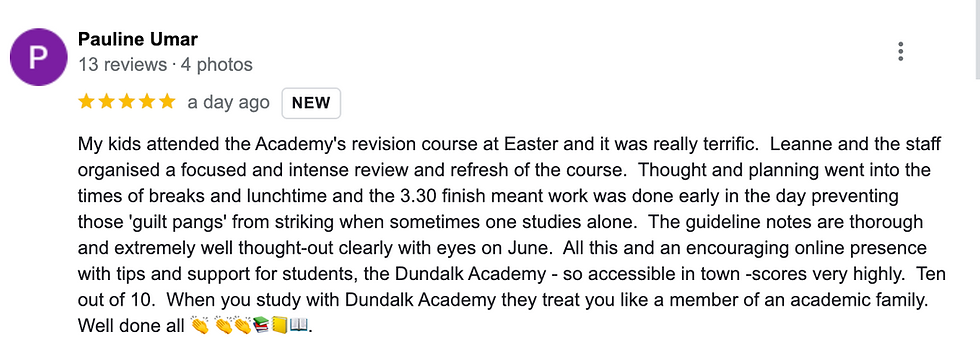 EASTER COURSE REVIEW