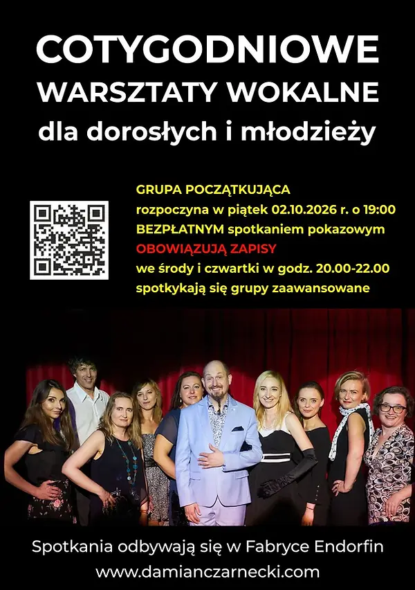 Cotygodniowe warsztaty wokalne dla dorosłych i młodzieży