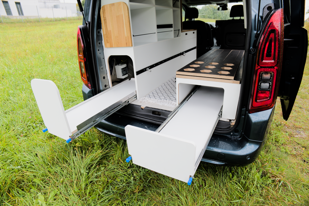 Schwerlastauszüge für viel Stauraum beim Reisen Schneckenhouse